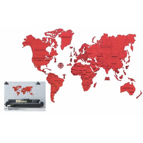 Drewniane puzzle 3d wooden.city - mapa świata xl coral