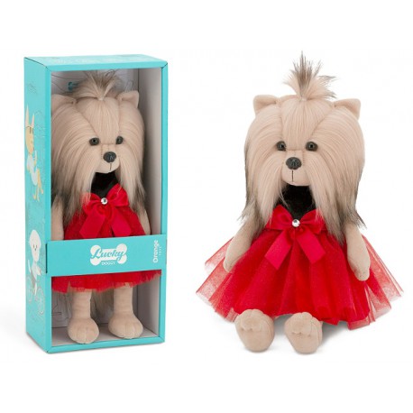 Przytulanka piesek Lucky Yoyo w karnawałowej sukience – 38 cm