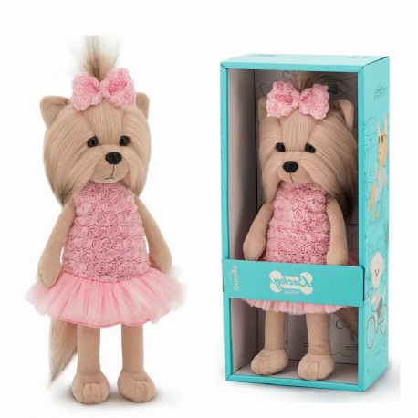 Przytulanka piesek Lucky Yoyo w sukience w różyczki