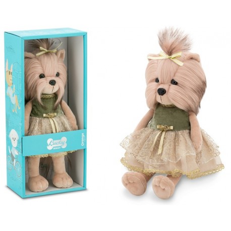 Przytulanka piesek Lucky Yoyo w zielonej brokatowej sukience